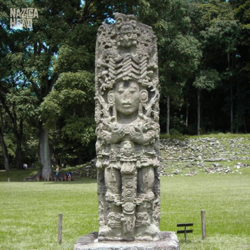 Stelae of the Chorti Maya King Uaxaclajuun ub'aah k'awiil (18 Rabbit), Copan Ruins, Honduras